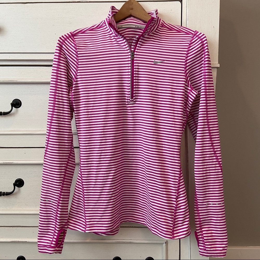 Nike Dri-Fit Striped Quarter ZIP Pullover Jacket. Size Small. EUC